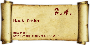 Hack Andor névjegykártya
